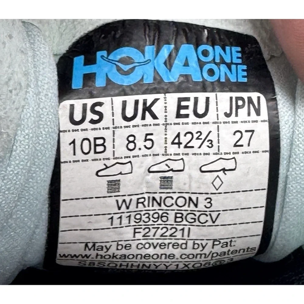 Hoka One One Rincon 3 Blue Glass Chalk Violet Running Walking Shoes Women's 10B